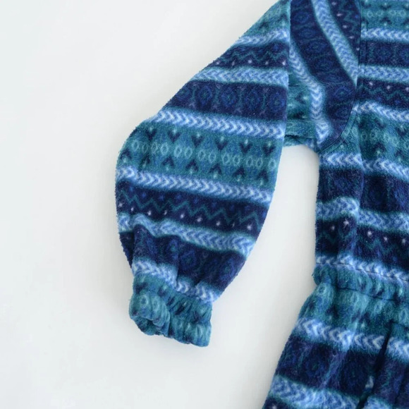 Vintage 90S Cabin Creek Blue & Teal Fleece Zip Up Hooded Sweater Size Small - Picture 8 of 11